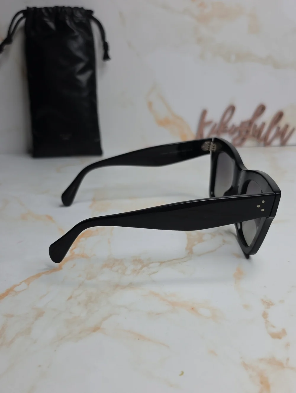 Celine Oversized Polarized cat-eye acetate sunglasses Black Cl4004IN